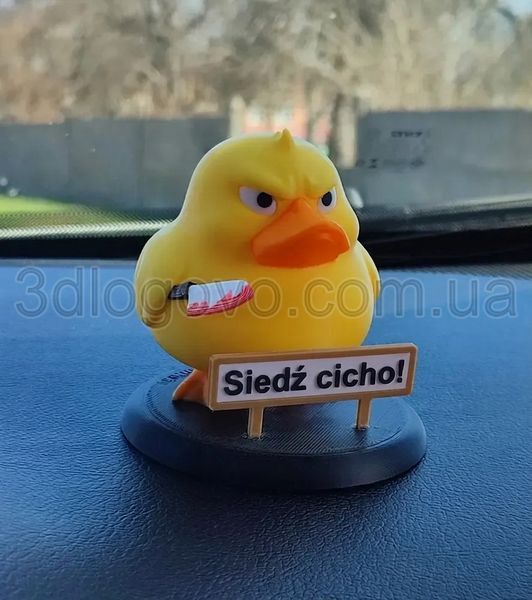 Angry duck with a knife for car dashboard (car toy)