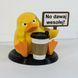 Duck air freshener for car dashboard with personalized inscription.